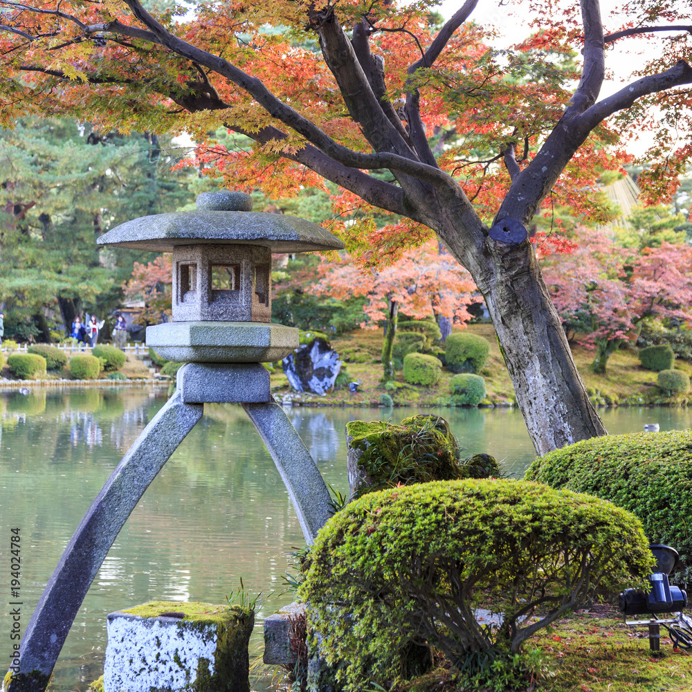 Japanese lantern, at Kenrokuen garden, in Kanazawa Japan Japanese lantern, at Kenrokuen garden, in Kanazawa Japan