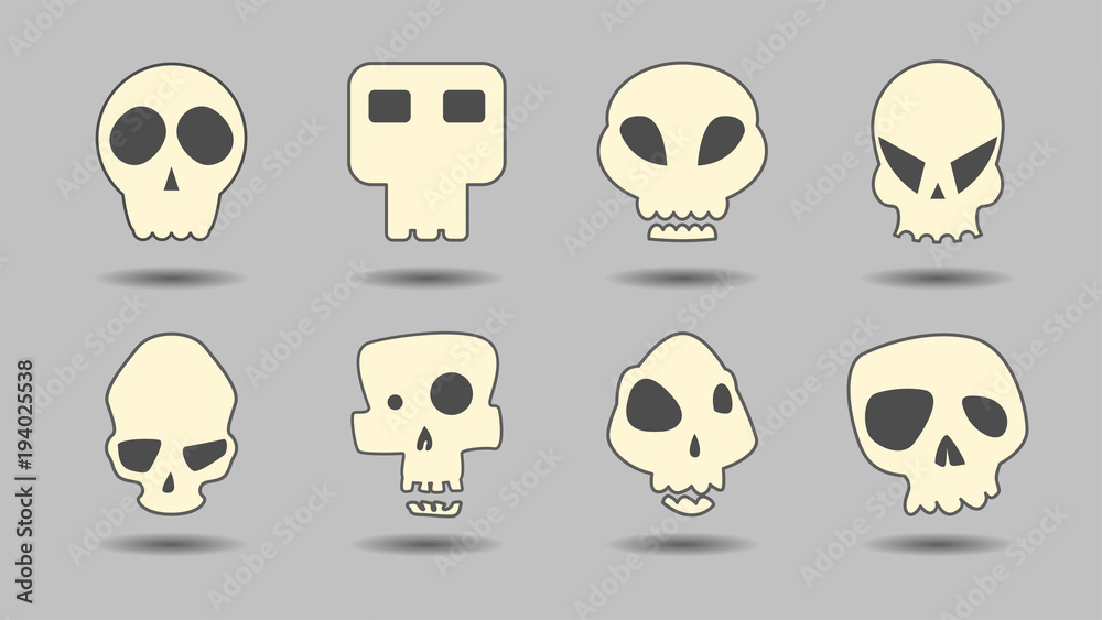 set of simple skulls