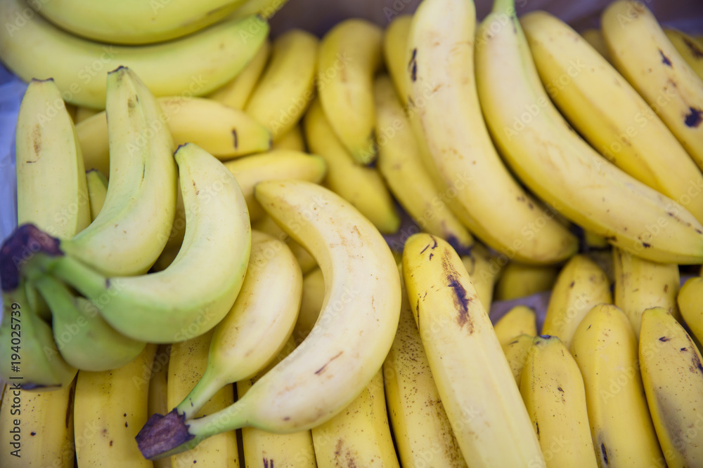 Fresh ripe bananas on counter