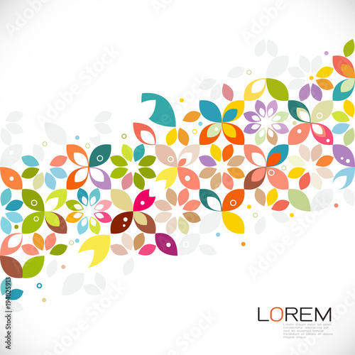 colorful flower pattern and graphic decoration contemporary graphic pattern  for leaflet business cover page, brochure, flyer, poster layout.