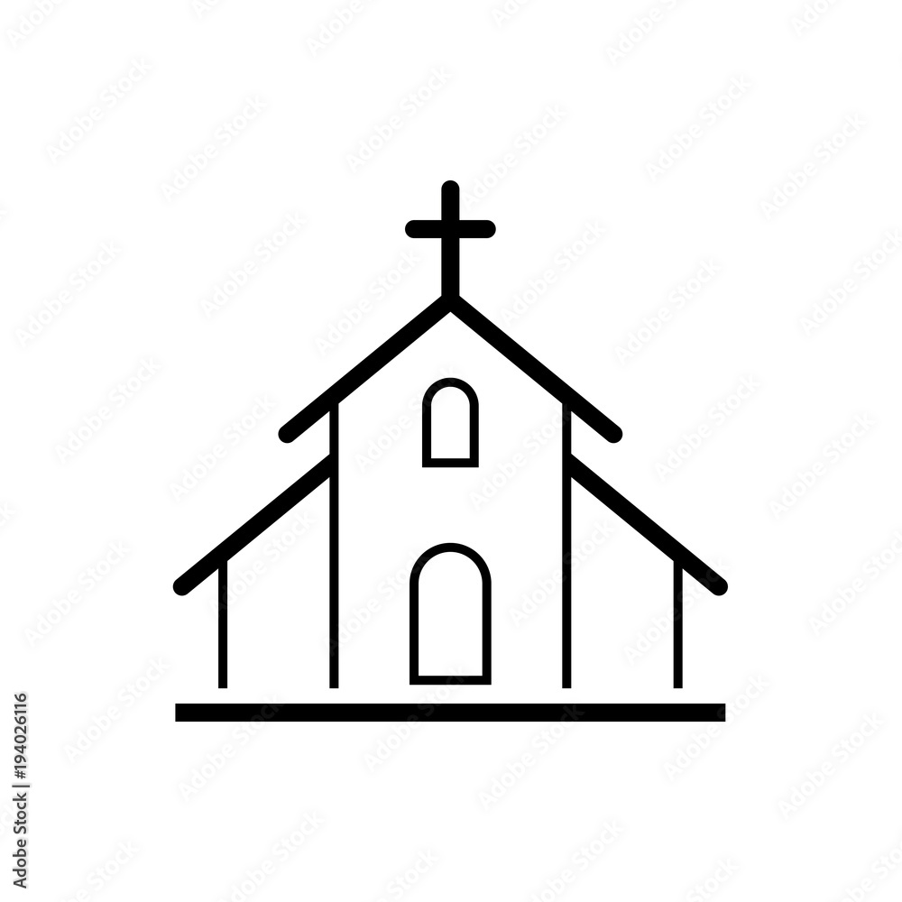 church building simple black icon on white background church building simple black icon on white background