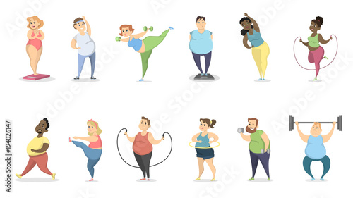 Fat people exercising.