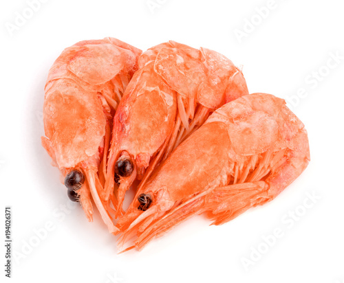 Red cooked prawn or shrimp isolated on white background