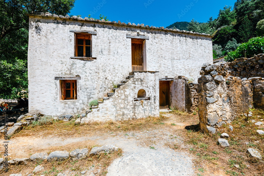 Displaced village Samaria in Samaria Gorge in central Crete, Greece Displaced village Samaria in Samaria Gorge in central Crete, Greece