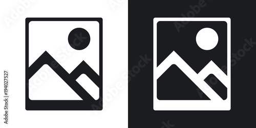 Vector photograph icon. Two-tone version on black and white background