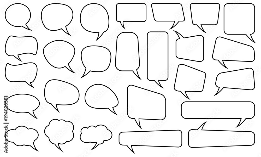 Obraz premium Speech bubbles set with different shapes. Isolated background. Full editable vector file.