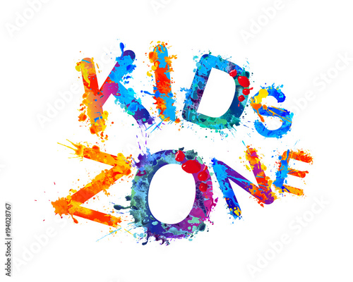Kids zone. Vector splash paint letters
