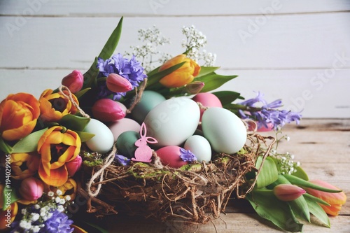 Grußkarte - Osternest mit F...