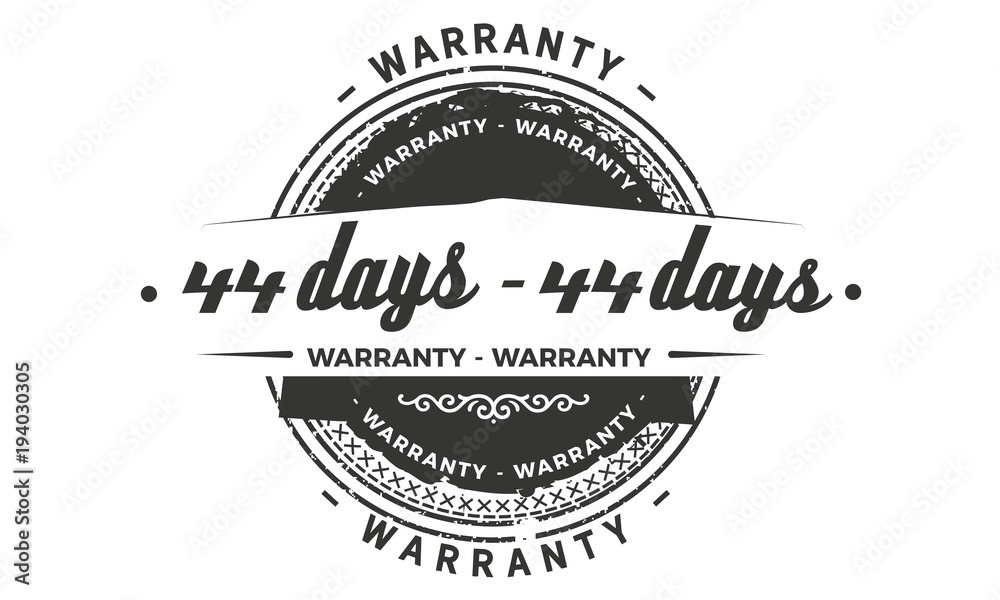 44 days warranty icon vintage rubber stamp guarantee