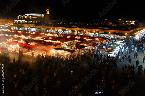 Sunset nicht market in Marrakesh, Morocco photo