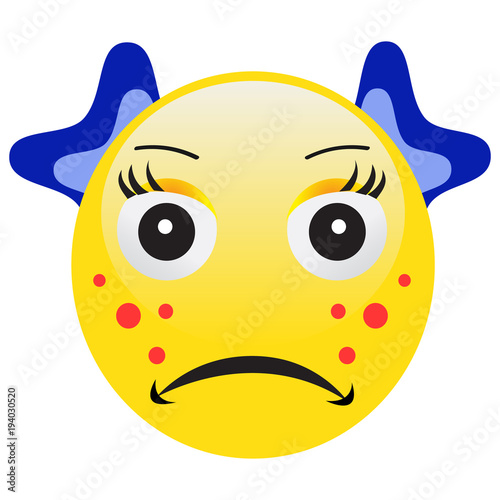 Emoticon with acne squeezing a pimple