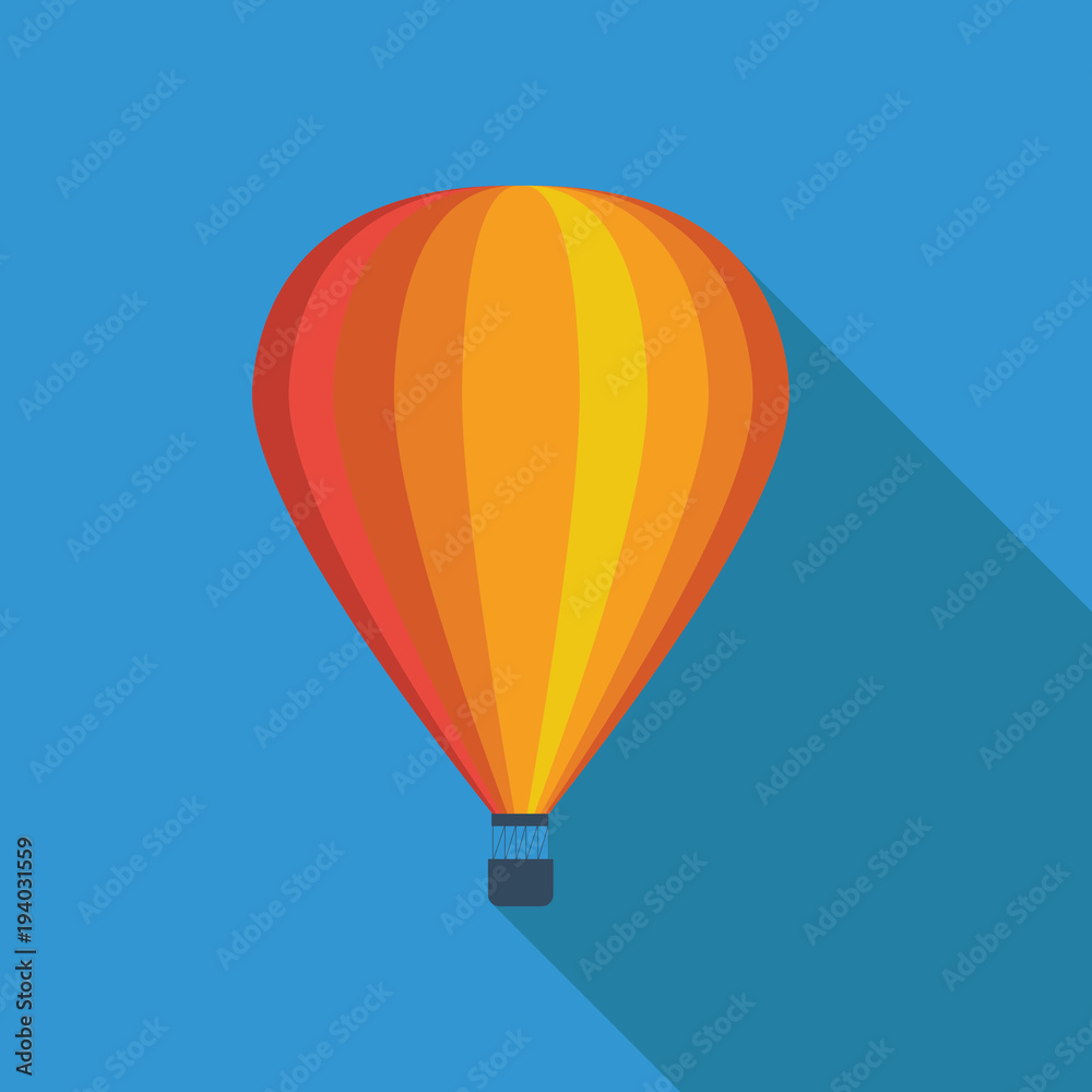 Fototapeta premium Hot air balloon in flat design. Colorful hot air baloon flat icon.