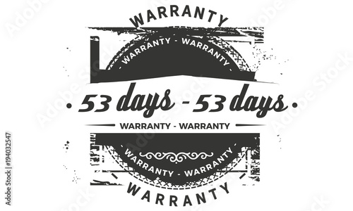 53 days warranty icon vintage rubber stamp guarantee