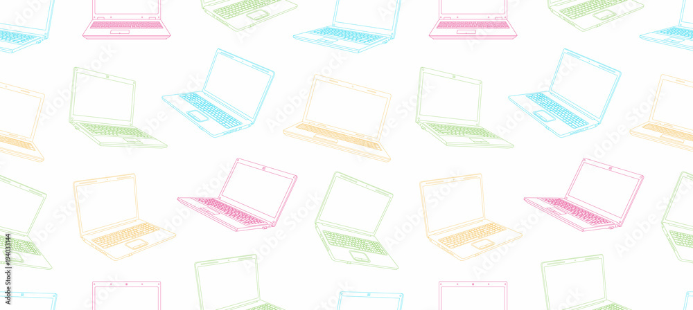  Seamless pattern of colorful Laptop line style design