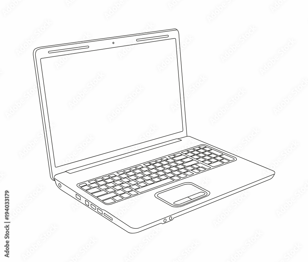 Laptop line style design. isolated on white background Laptop line style design. isolated on white background