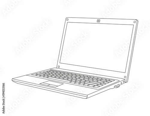 Laptop line style design. isolated on white background