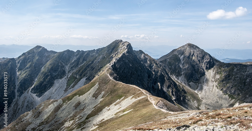 Prislop, Banikova and Pachola from Hruba kopa peak in Western Tatras mountains in Slovakia