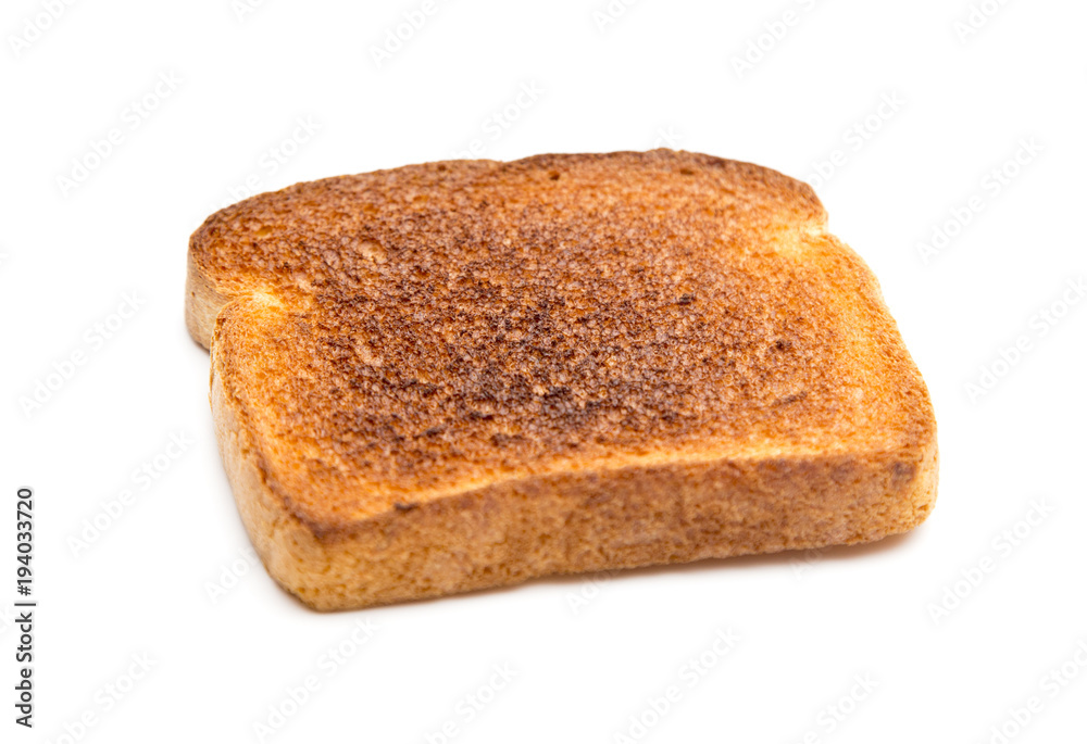 Dark Brown Toast on a White Background