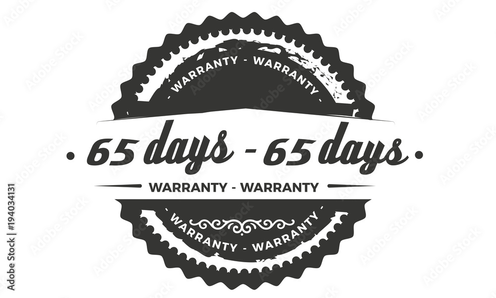 65 days warranty icon vintage rubber stamp guarantee