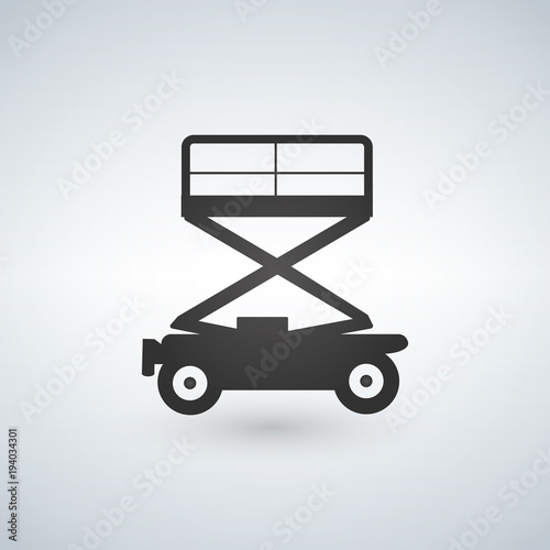 Scissors lift icon on white background, vector illustration.