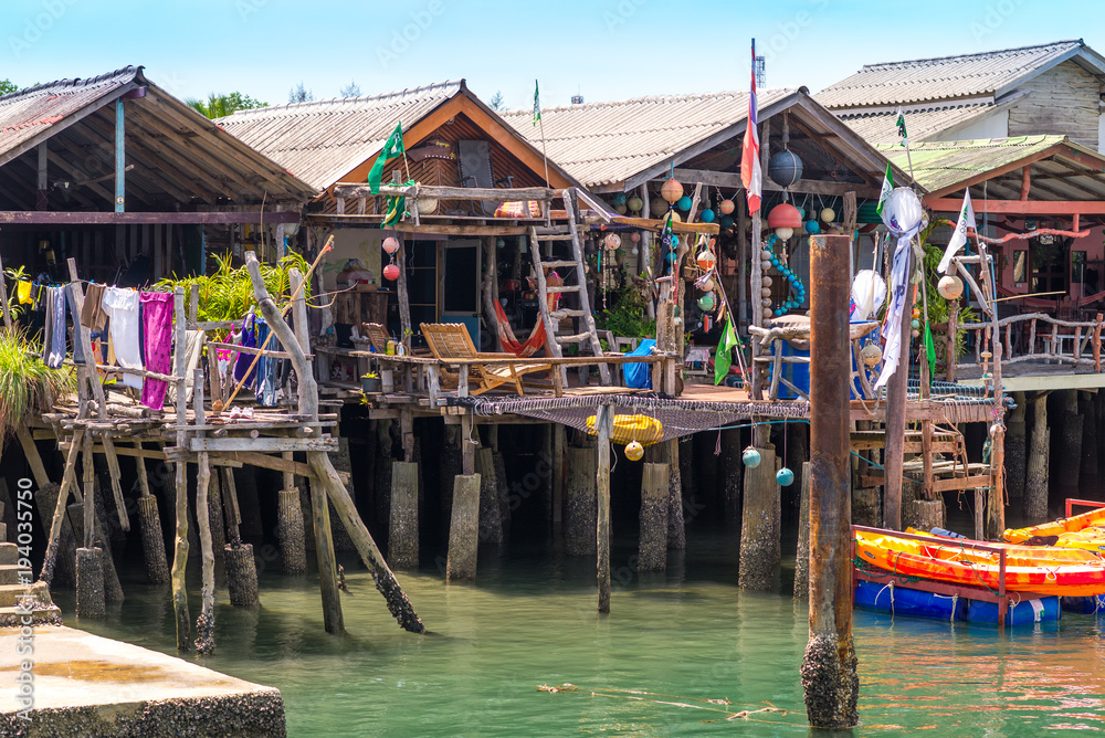 Fototapeta premium The Saladan pier in the main village San Saladan on Ko Lanta, Thailand. All boats and ferries arrive here