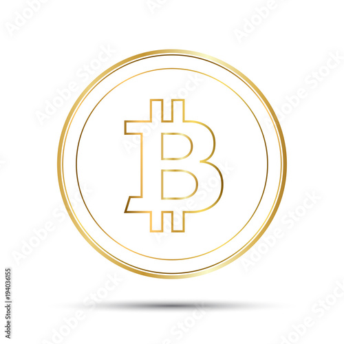Simple bitcoin icon isolated on white background, golden bitcoin symbol, crypto currency coin, vector illustration