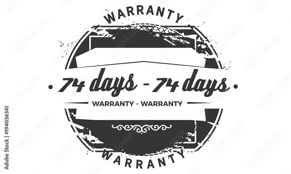 74 days warranty icon vintage rubber stamp guarantee