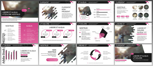 Purple pink presentation templates elements on a white background. Vector infographics. Use in Presentation, flyer and leaflet, corporate report, marketing, advertising, annual report, banner. photo