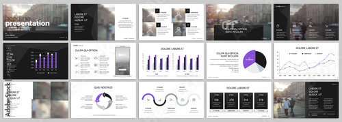 Purple black presentation templates elements on a white background. Vector infographics. Use in Presentation, flyer and leaflet, corporate report, marketing, advertising, annual report, banner.