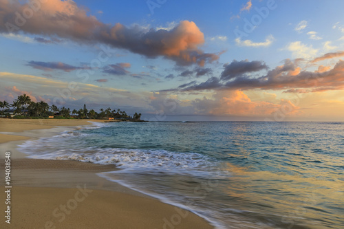 Sunset at Makaha Beach, Maui, Hawaii photo