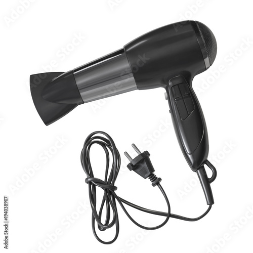 Professional hair dryer isolated on white background