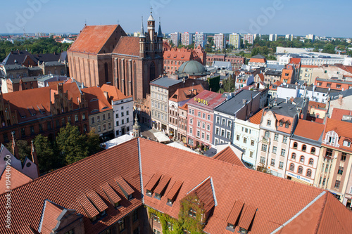 Rooftops around the Old City Market Square in the Torun, Poland
