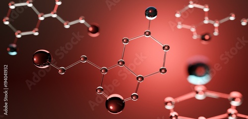 3d illustration. Model of serotonin molecule, Hormone of Happiness. photo