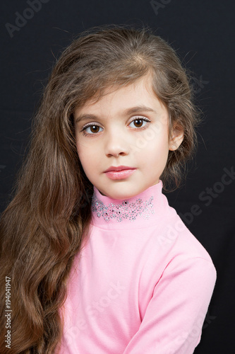 Beautiful Brunette little Girl wiht Long Hair.