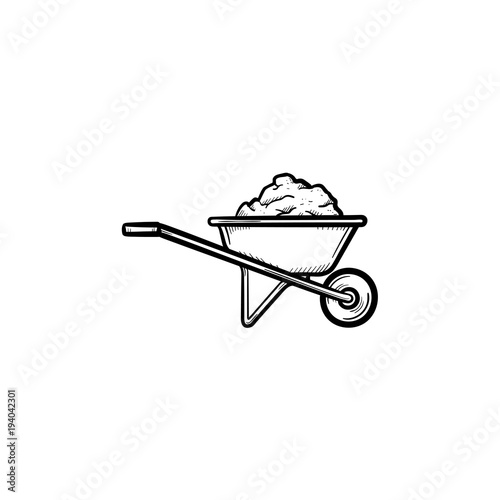 Photo Building barrow full of sand hand drawn outline doodle icon