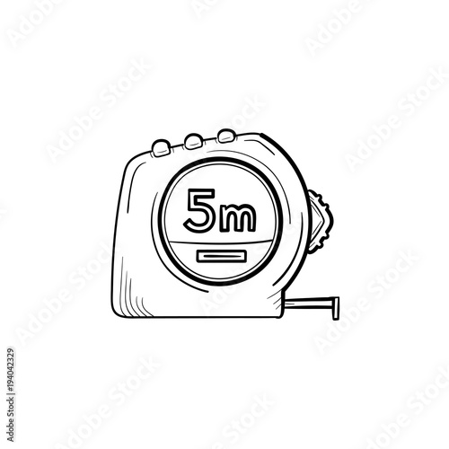 Tape measure hand drawn outline doodle icon. Vector sketch illustration with construction equipment - tape measure for print, web, mobile and infographics isolated on white background.