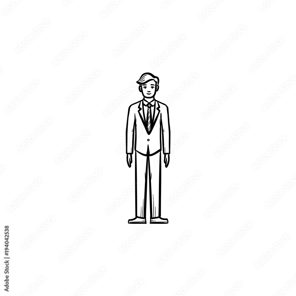 Employee vector hand drawn outline doodle icon. Businessman sketch ...