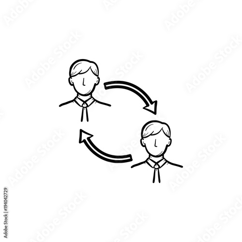 Employee staff turnover hand drawn outline doodle vector icon. Substitute staff in business turnover sketch illustration for print, web, mobile and infographics isolated on white background.