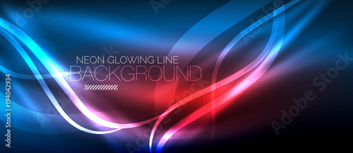 Neon blue elegant smooth wave lines digital abstract background