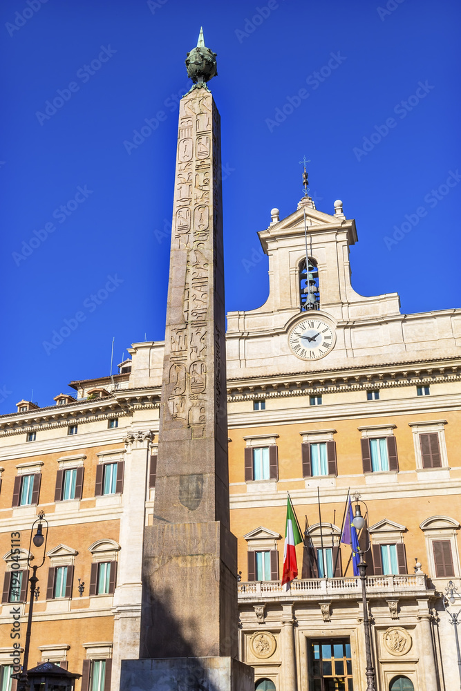 Hieroglyphs Obelisk Montecitorio Italian Parliament Rome Italy