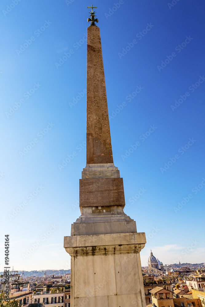 Hieroglyphs Obelisk Trinita Dei Monti Spanish Steps Rome Italy