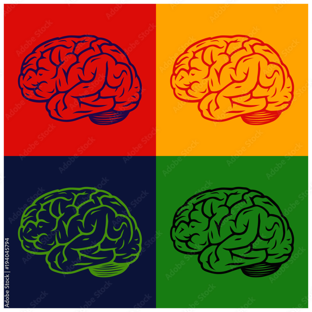 Pop art vector illustration of side view human brain Stock Vector | Adobe  Stock