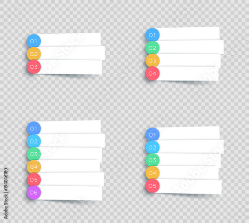 Vector White Banner Steps Infographic Sets 3, 4, 5 and 6