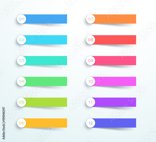 Vector Colorful Banner Elements Number 1 to 12