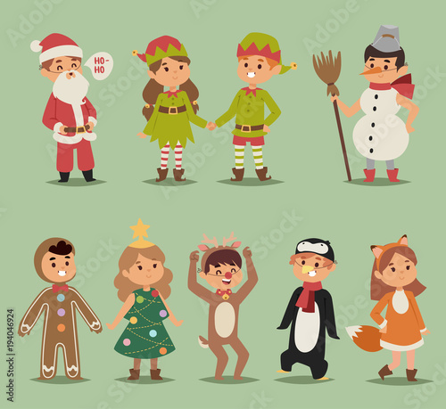 Vector kids costume boys and girls cartoon illustration super children costume party little people set illustration. Costume children costume holidays concept party scene time play