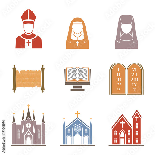 Christianity religion vector pastor religionism flat illustration holy sign silhouette praying religionary christian faith religionist priest church traditional culture symbol.