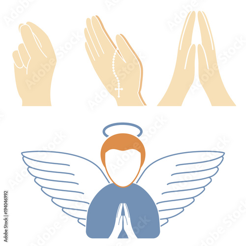 Christianity religion vector religionism flat illustration of traditional holy sign silhouette praying religionary christian faith religionist priest church traditional culture symbol.
