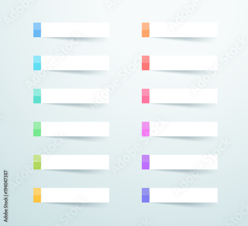 Vector Blank Paper Label 12 Banner Elements Set