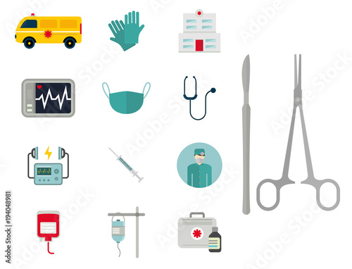Ambulance icons vector medicine health emergency hospital urgent pharmacy pill support paramedic treatment