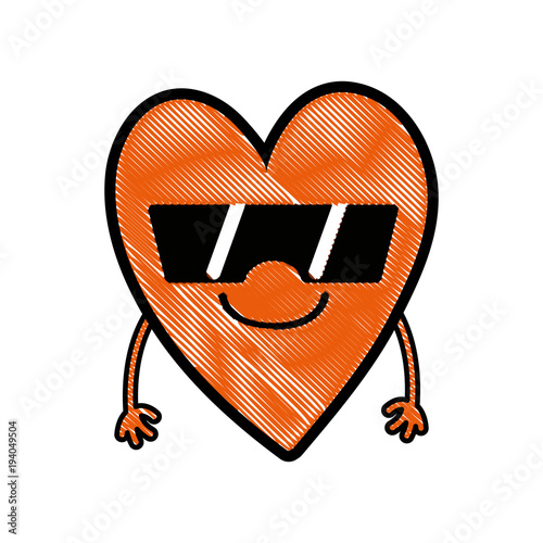 grated cute smile heart kawaii with arms and sunglasses
